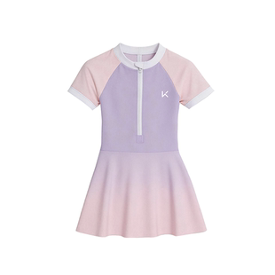 keep儿童泳衣女孩连体新款女童中大童防晒游泳衣保守温泉专业泳装