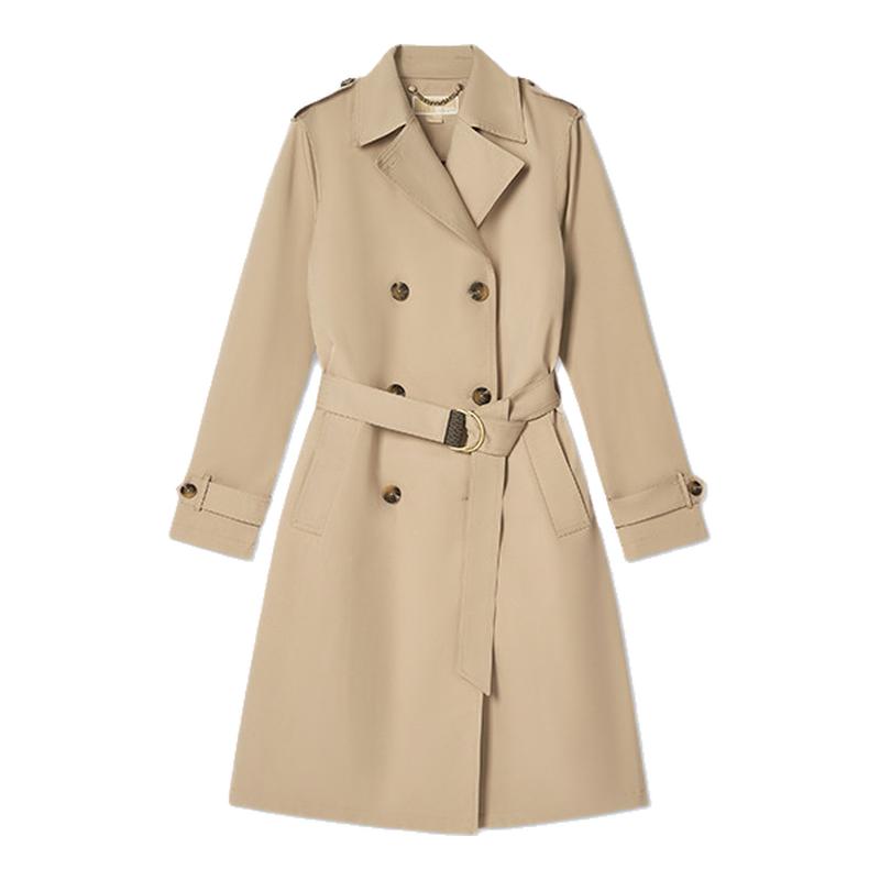 【双十一抢先购】MICHAEL KORS MK 女士系带收腰双排扣中长款风衣
