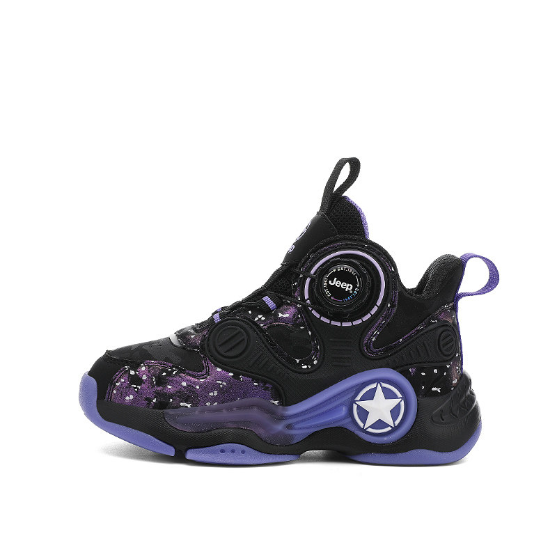 Jeep儿童篮球鞋2025新款秋冬皮面防水二棉加绒中大童男童鞋运动鞋