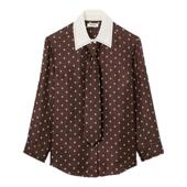 季 优雅桑蚕丝可拆卸领带印花衬衫 末7折SANDRO2025秋冬新款 女装