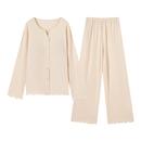 开衫 长裤 防凸点木耳边家居服 纯棉长袖 顶瓜瓜A类彩棉女士睡衣套装