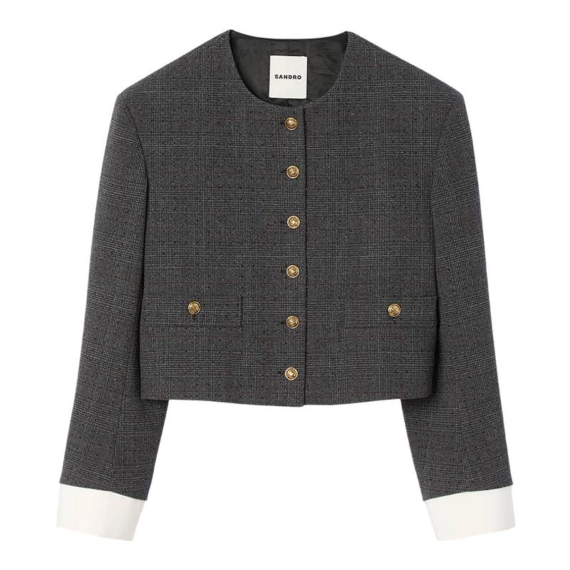 SANDRO法式铆钉装饰针织连衣裙