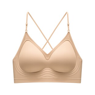 都市丽人挂脖美背细肩带内衣女小胸聚拢无痕一体文胸罩隐形粉底液