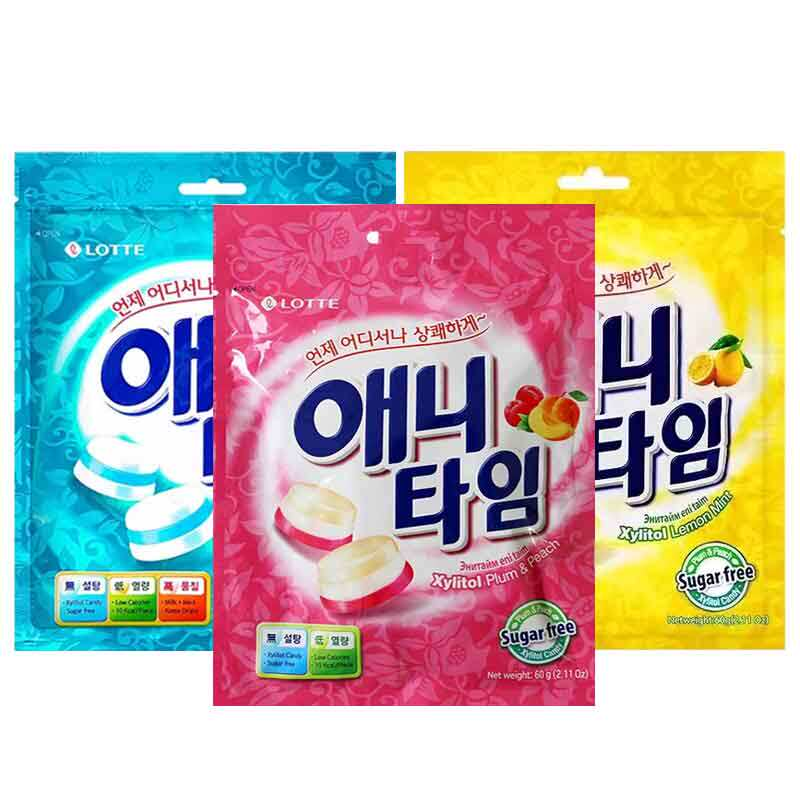 韩国进口零食乐天牛奶味薄荷糖三合一3层袋装夹心清凉年货糖果