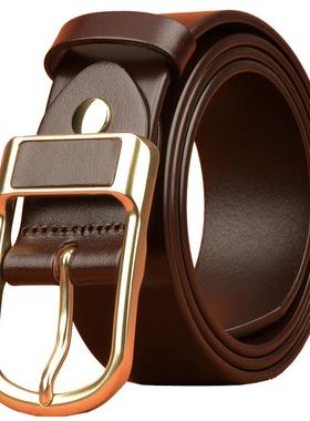 JEEP真皮针扣正品男士皮带商务休闲纯头层牛皮简约中青年裤腰带