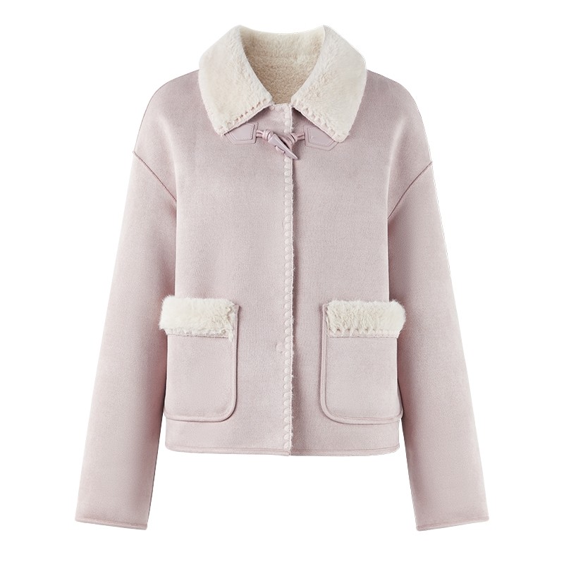 翻领短款仿皮草外套女外穿上衣