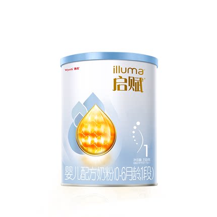 【官方正品】惠氏启赋蓝钻1段新生儿牛奶粉350g*1罐HMO0-6个月