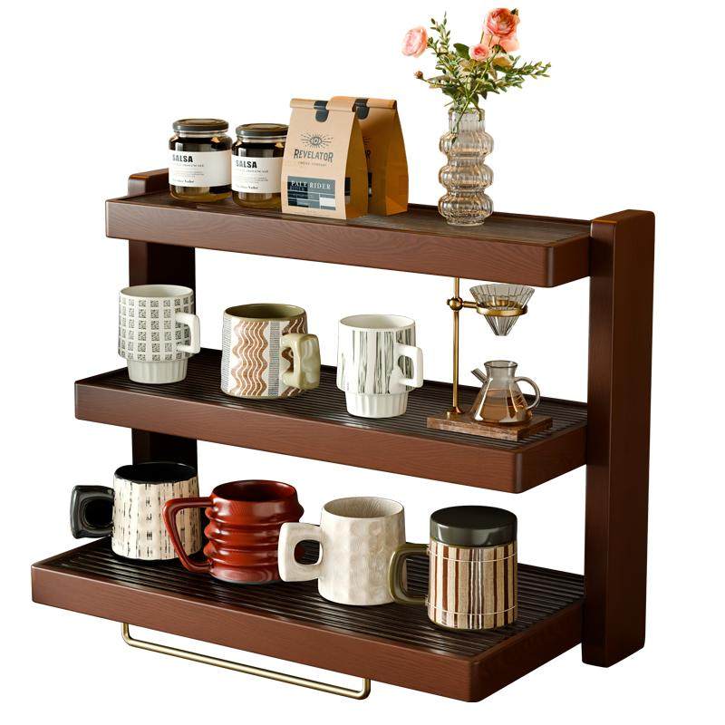 实木杯子置物架咖啡杯茶杯水杯架子咖啡角餐桌台面手办收纳展示架