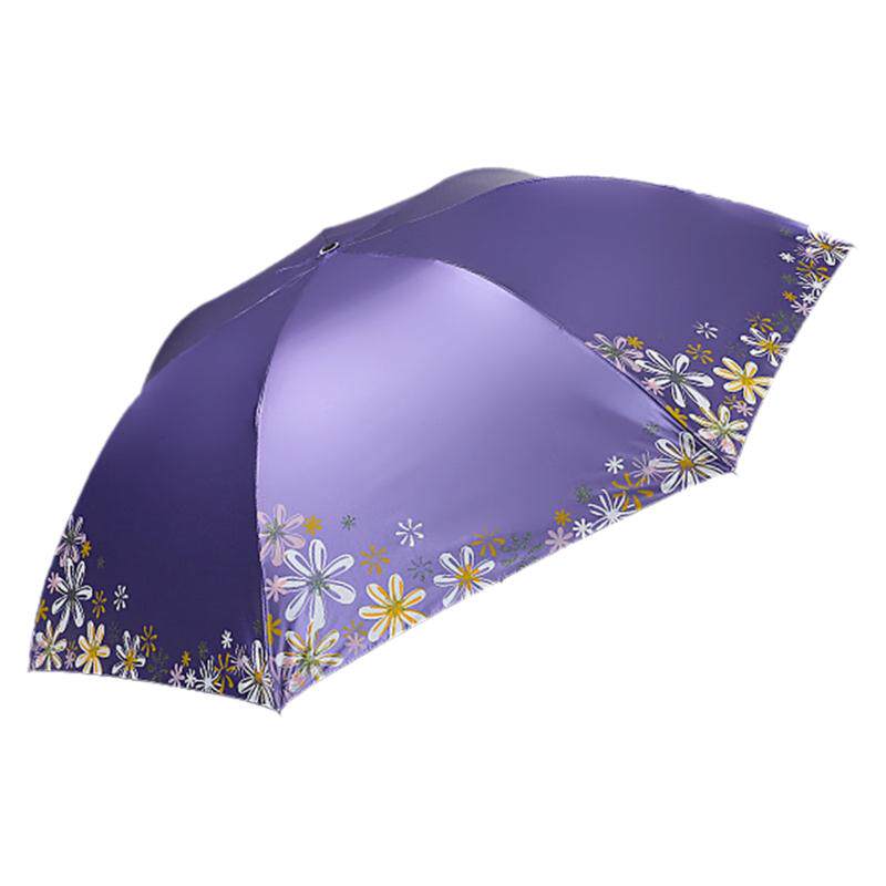 天堂伞黑胶防紫外线晒女三折叠轻小巧便携晴雨伞两用遮太阳铅笔伞