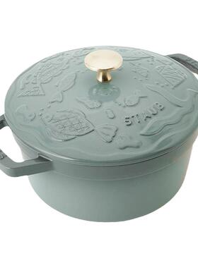 staub珐宝海洋绮想珐琅铸铁锅无涂层多功能煲汤煎盘图案妈咪锅