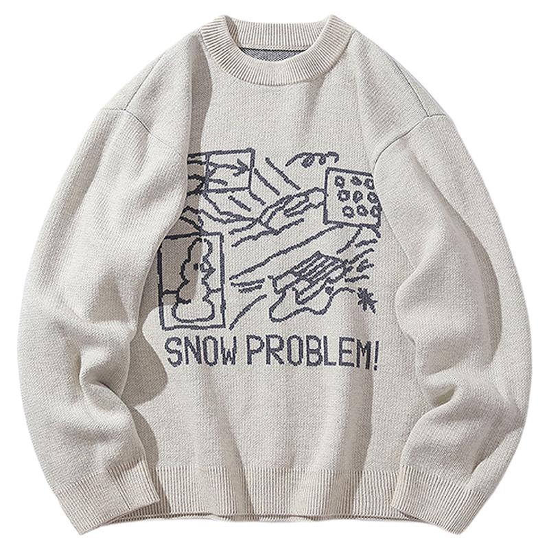 mipo秋儿童羊毛滑雪印花纯色毛衣