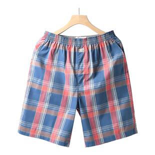 居家短裤 短裤 纯棉大裤 衩格子夏季 宽松 七匹狼男士 可外穿遛弯裤 睡裤