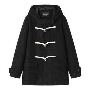 Dangerouspeople薛之谦dsp学院风牛角扣时尚 百搭连帽毛呢大衣外套