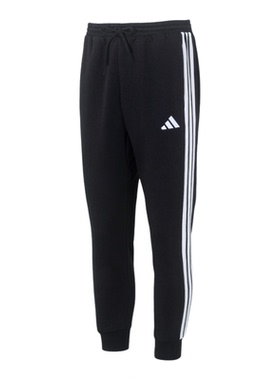 阿迪达斯加绒长裤男裤2025新款跑步运动裤针织保暖束脚裤子JD1861