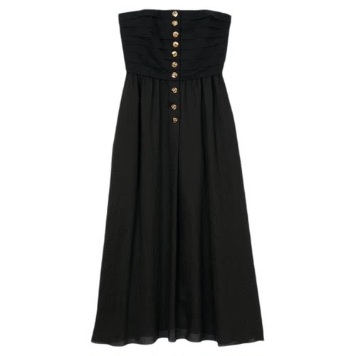 SANDRO女装法式扣饰抹胸连衣裙