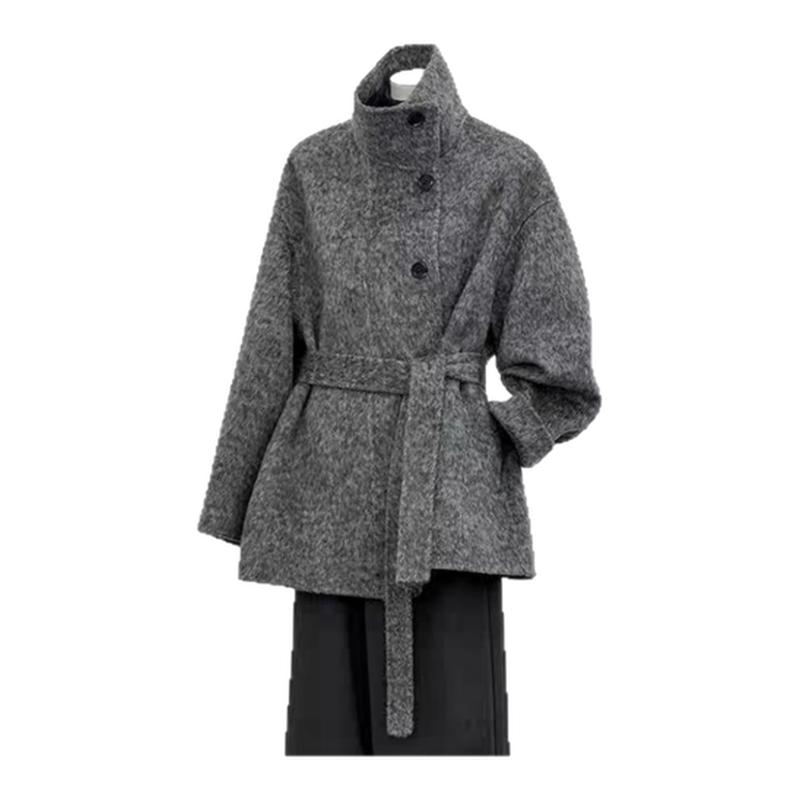 服装纸样裁剪图1958女士立领宽松落肩双面呢外套样板图diy1:1设计