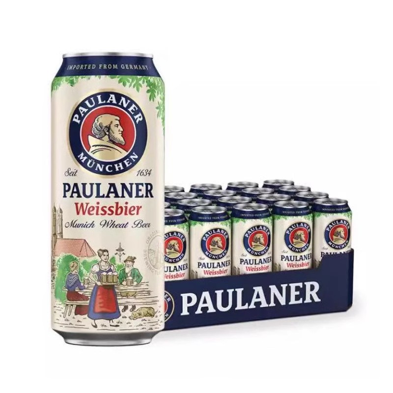 【德国进口】柏龙保拉纳啤酒Paulaner小麦白啤500ml-24罐