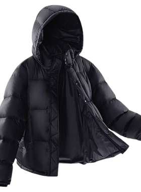 【含绒95%高充绒】太平鸟男装冬季新款连帽短款羽绒服排骨面包服