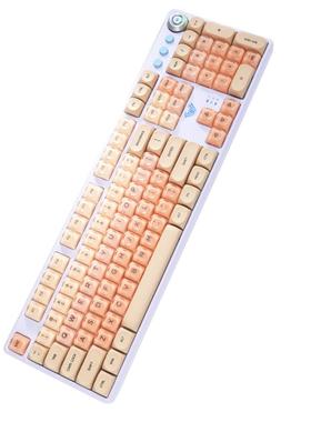 狼蛛粉底液有线机械键盘高颜值女生办公专用104键旋钮客制化静音