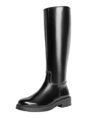 周雨彤阿梅同款百丽月光骑士靴女真皮加绒瘦瘦高长筒靴3EL73DG4