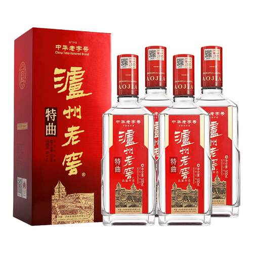 【热销爆款】泸州老窖特曲52度500ml*4瓶装浓香型白酒送礼礼盒