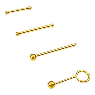 999足金黄金耳饰耳钉女新款耳洞养耳针耳棒耳骨棒金豆豆生日礼物