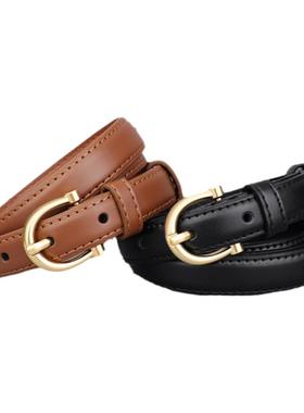 卡帝乐鳄鱼女士皮带时尚百搭配直筒牛仔裤细腰带女装饰简约百搭