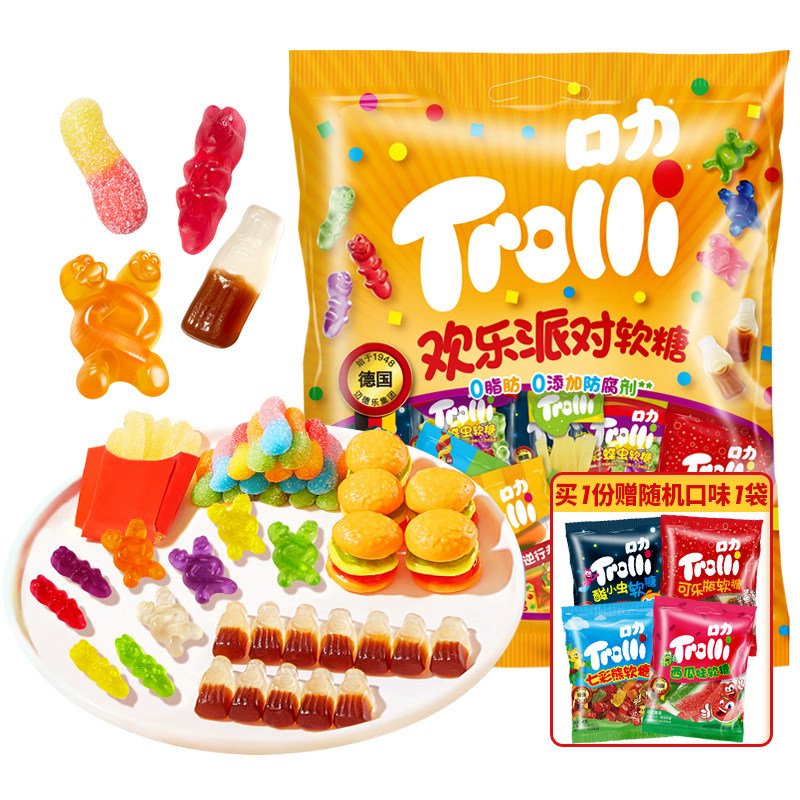 Trolli口力欢乐派对软糖400g儿童糖QQ糖水果汁软糖零食6款创意糖