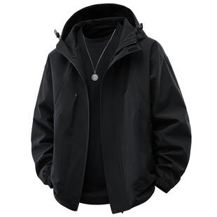 罗蒙男士春秋款连帽夹克男款百搭休闲春季潮牌宽松工装上衣外套男