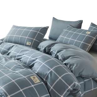 无印良品简约全棉床上四件套纯棉床单被套四季通用床品床笠三件套