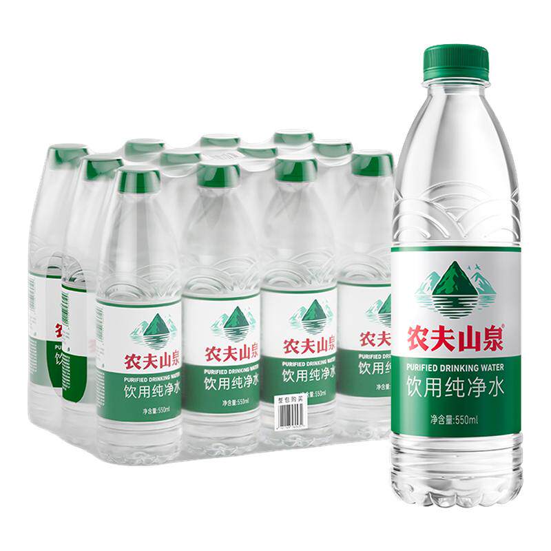 【百亿补贴】农夫山泉饮用纯净水550ml*24瓶装水绿瓶有点甜