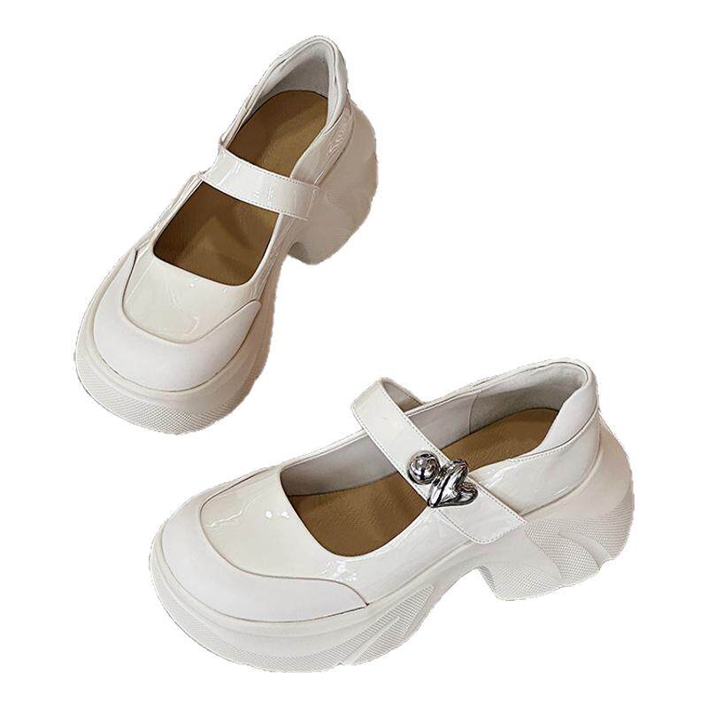 红蜻蜓厚底玛丽珍鞋春季新款女鞋超火松糕黑色单鞋增高学院风皮鞋