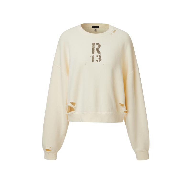 R13早秋休闲宽松自然色套头卫衣