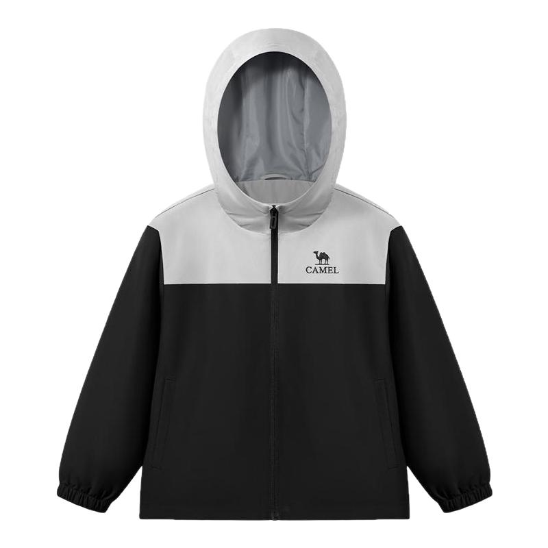 小骆驼儿童风衣2025新款秋中大童户外登山服防风防水连帽男童外套