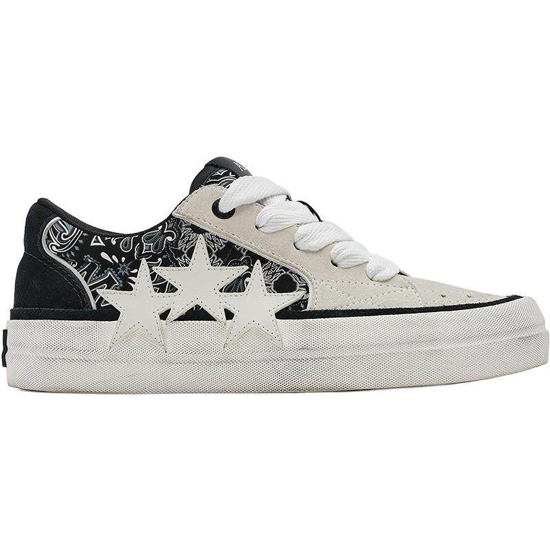 【秋冬直降】AMIRI 2025年早秋新品男鞋 全新黑白撞色星星帆布鞋