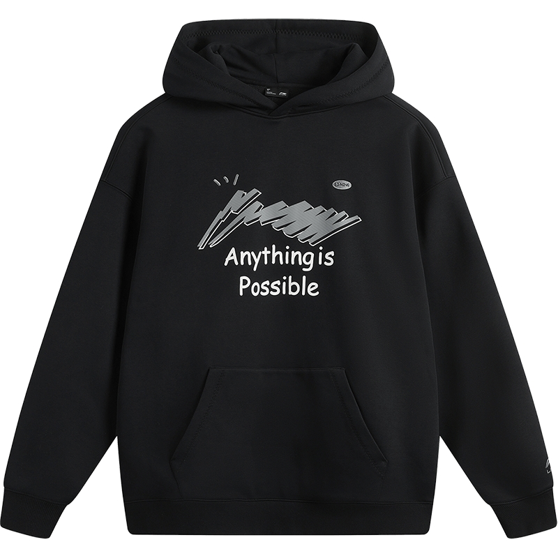 李宁情侣连帽加绒卫衣