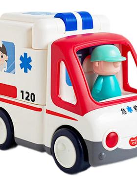 汇乐早教救护车消防车工程车交警车儿童电动汽车玩具早教节日礼物