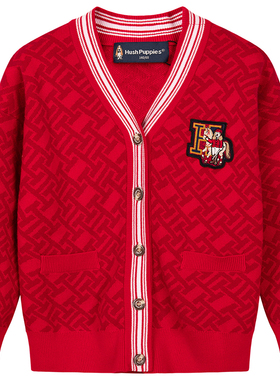 暇步士童装儿童开衫25秋冬新品男童针织衫女童毛衣新年拜年服线衣