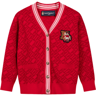 男童针织衫 25秋冬新品 女童毛衣新年拜年服线衣 儿童开衫 暇步士童装