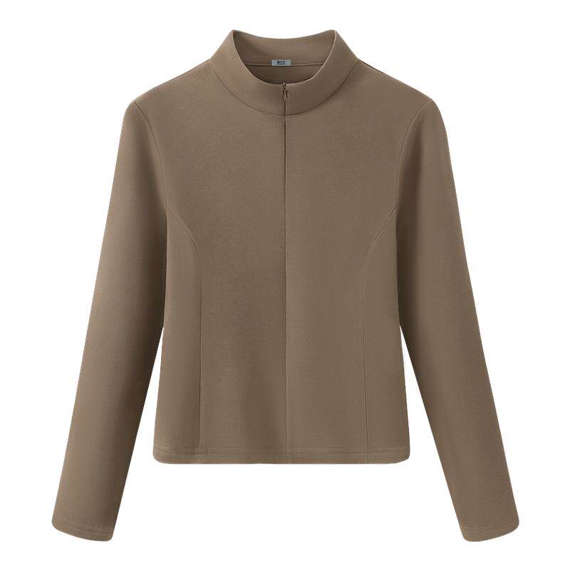 雪中飞抗静电磨绒半拉链打底衫女