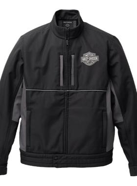 哈雷戴维森 B&S Softshell 防风夹克男摩托车撞色拼接薄外套茄克