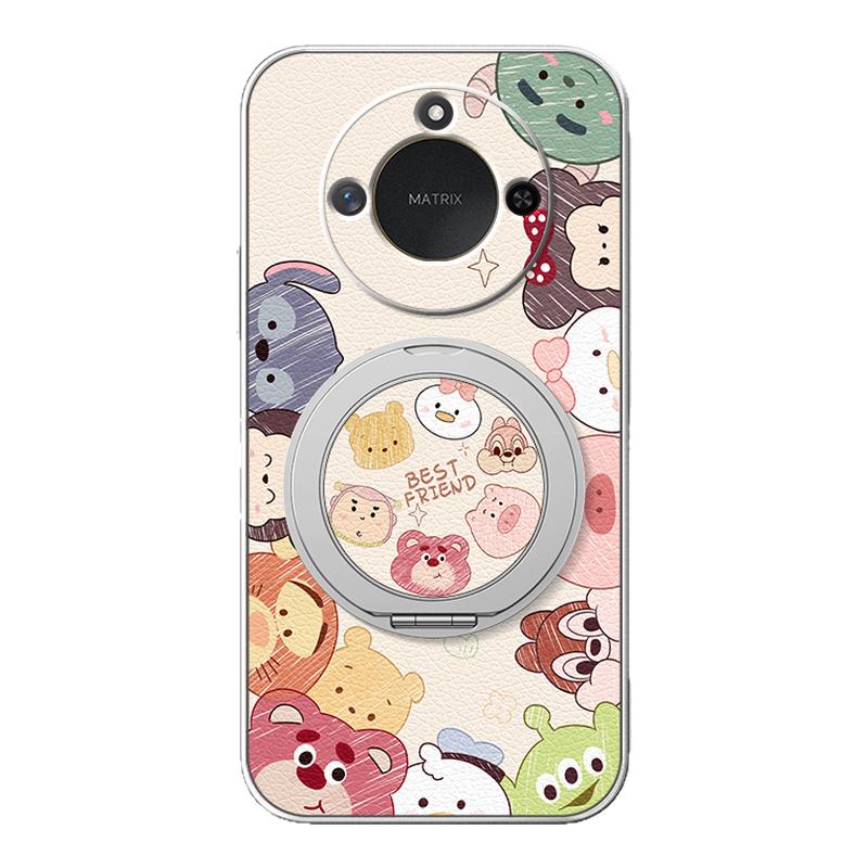 适用荣耀x70手机壳华为x60pro可爱x50/x40gt新款x30i磁吸支架旋转x20se女款卡通v40轻奢版小羊皮防摔萌宠动物