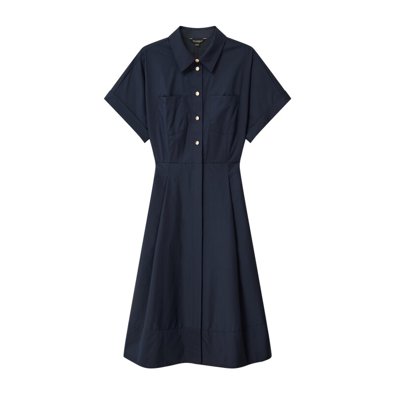 【含棉】Scofield女装率性翻领衬衫连衣裙通勤百褶裙2026夏季新品