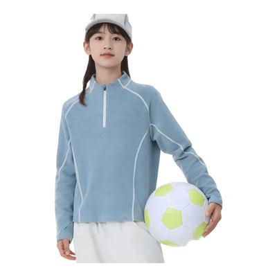 贝贝怡儿童加绒长袖T恤秋冬保暖打底衫男女童羊毛蚕丝半拉链上衣