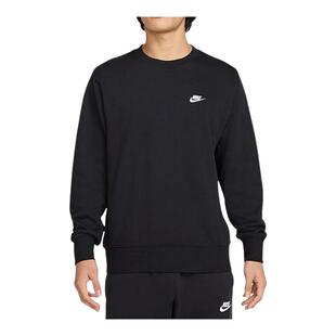 nike耐克卫衣男秋新款针织毛圈刺绣小标黑色圆领套头衫FN3889-010