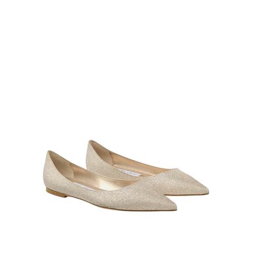 JIMMYCHOO/浅柔金色闪粉平底鞋