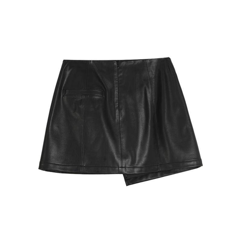 【商场同款】ELLE黑色设计感不规则半身裙女2025冬装新款高腰