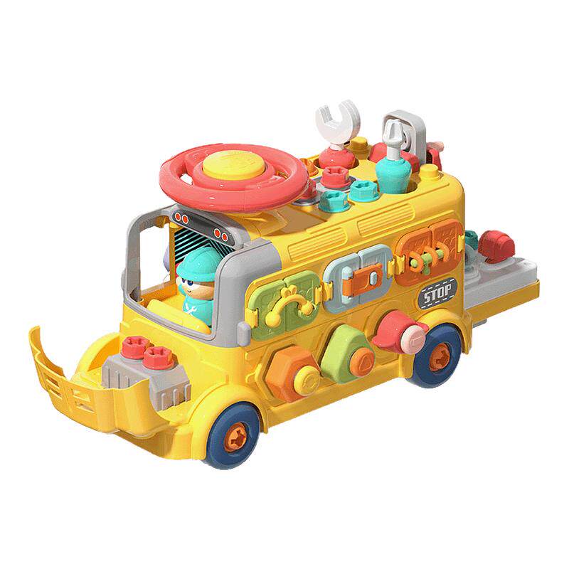 拧螺丝儿童玩具车组装拆装巴士工程车宝宝蒙氏早教益智专注力训练