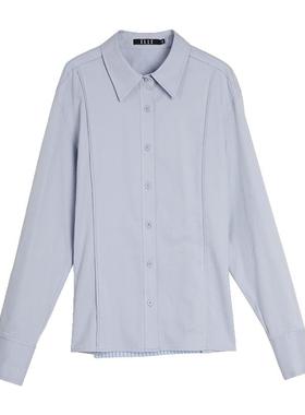 ELLE白色高级感优雅磨毛衬衫女2025冬季新款收腰显瘦通勤气质上衣