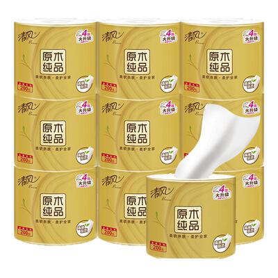 清风卷纸200g4层家用实惠卫生纸